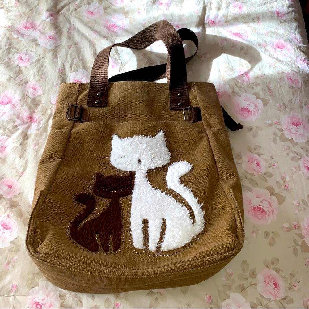 Fuzzy Kitty Cat Canvas Tote Bag